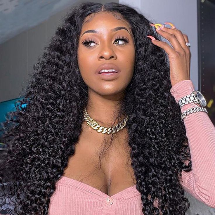 QVR Glueless 13x4 HD Lace Frontal Wig Curly Wigs Human Hair Wigs For Black Women