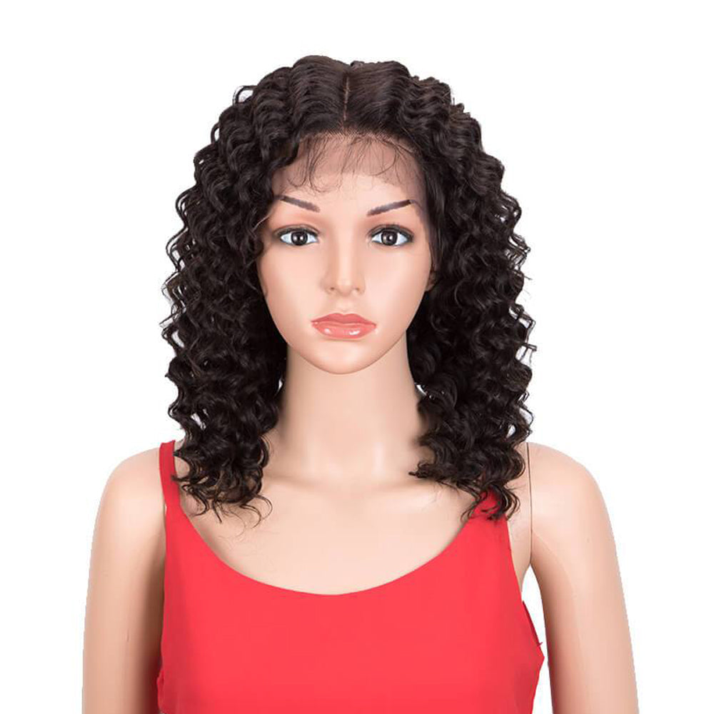 QVR Virgin Human Hair Part Lace Wig Deep Wave Wigs
