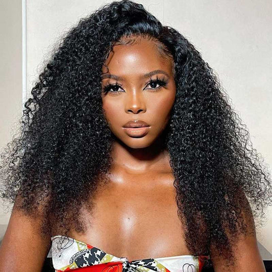 QVR Curly Wigs Virgin Human Hair Kinky Curly Wig 13x6 Full Lace HD Transparent Lace Wig Natural Color