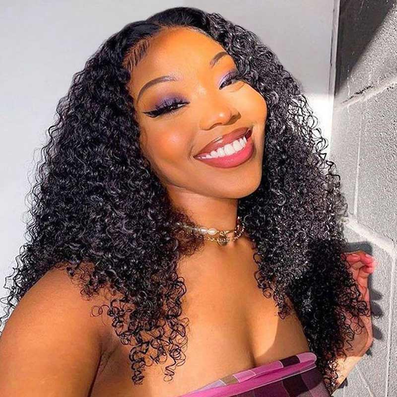 QVR Curly Wigs Virgin Human Hair Kinky Curly Wig 13x6 Full Lace HD Transparent Lace Wig Natural Color