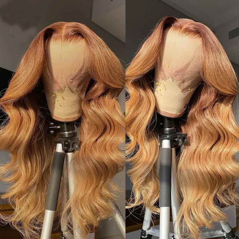 QVR #27 Honey Blonde Colored Wig Body Wave 4x4/5x5/13x4 Transparent Lace Wig Human Hair Wigs
