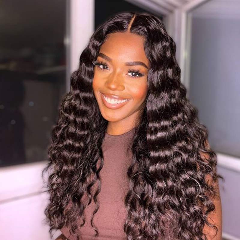 QVR Glueless Loose Deep Wave 4x4 13x4 Lace Front Wig Human Hair Affordable HD Lace Wigs