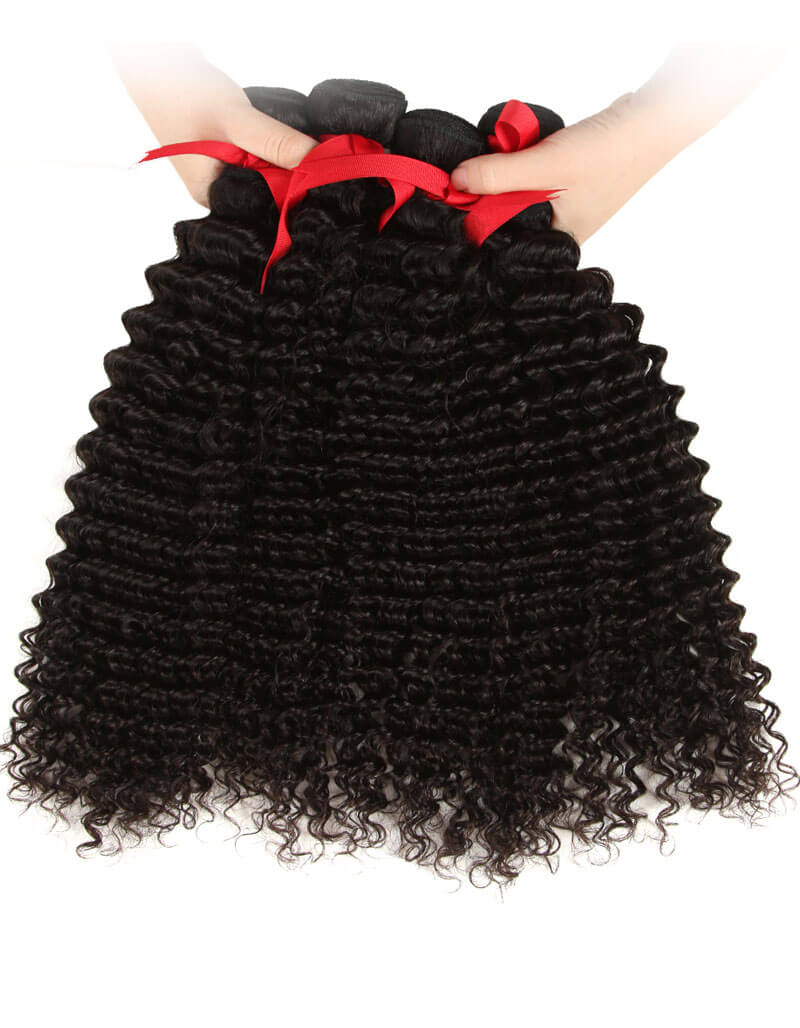 QVR Malaysian Human Hair Curly Bundles Virgin Hair Deep Curly Weave 4 Bundles Natural Color