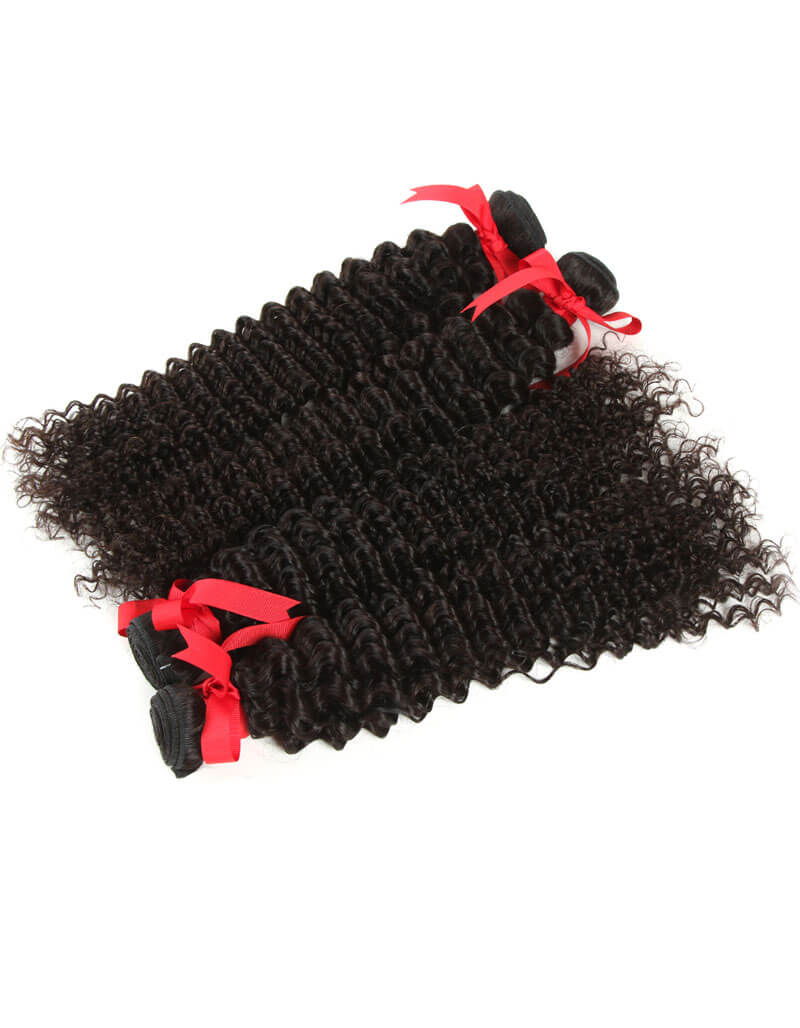 QVR Malaysian Human Hair Curly Bundles Virgin Hair Deep Curly Weave 4 Bundles Natural Color