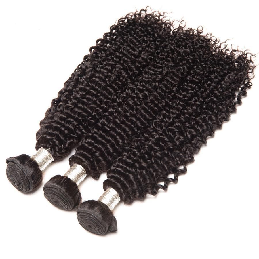 QVR Mongolian Human Hair Bundles Virgin Kinky Curly Jerry Curl Hair 3 Bundles Natural Color