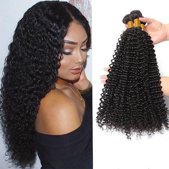 QVR Mongolian Human Hair Bundles Virgin Kinky Curly Jerry Curl Hair 3 Bundles Natural Color