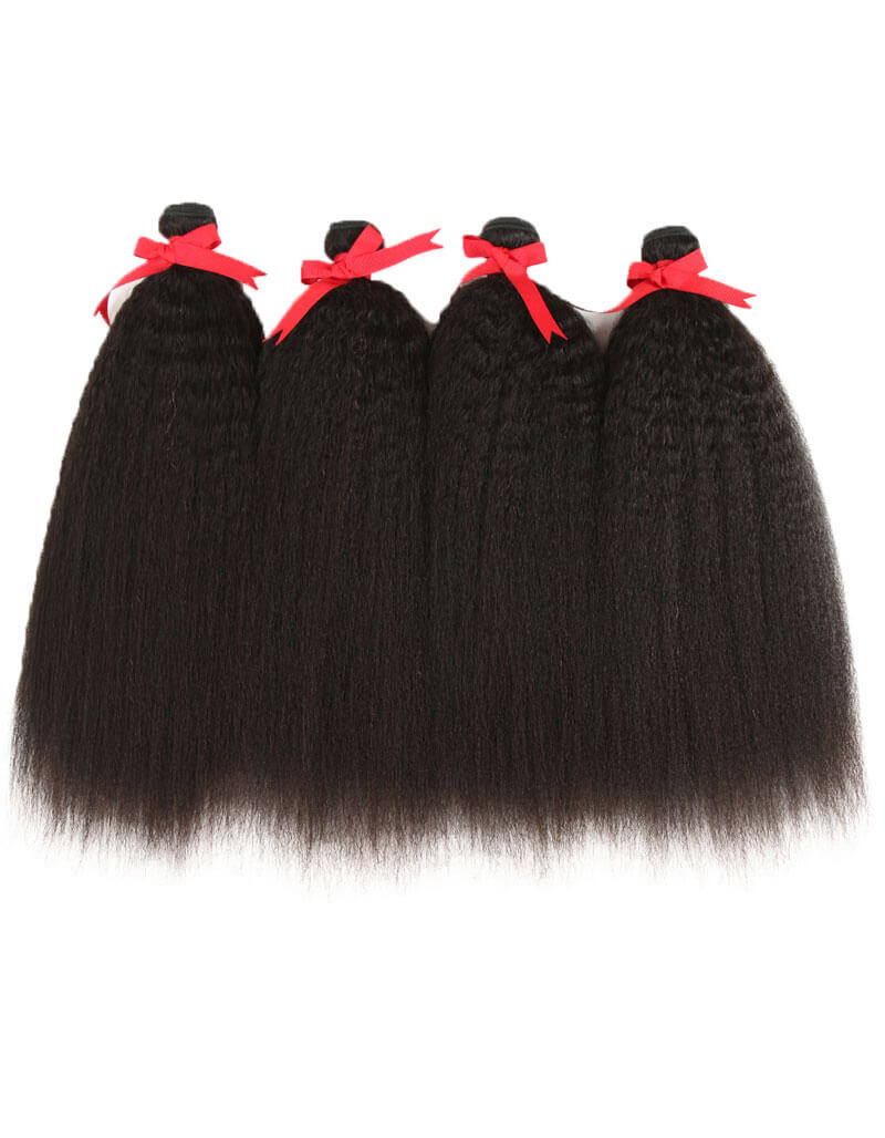 QVR Kinky Straight 4 Bundles Unprocessed Virgin Human Hair Weaves