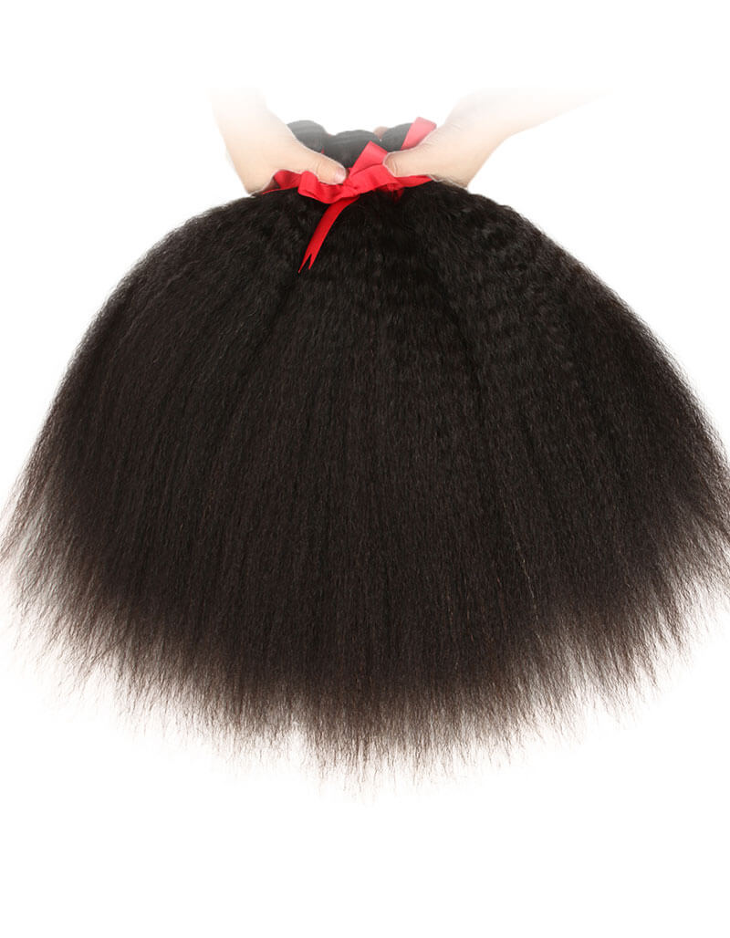 QVR Kinky Straight 4 Bundles Unprocessed Virgin Human Hair Weaves