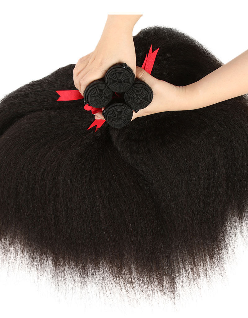 QVR Kinky Straight 4 Bundles Unprocessed Virgin Human Hair Weaves