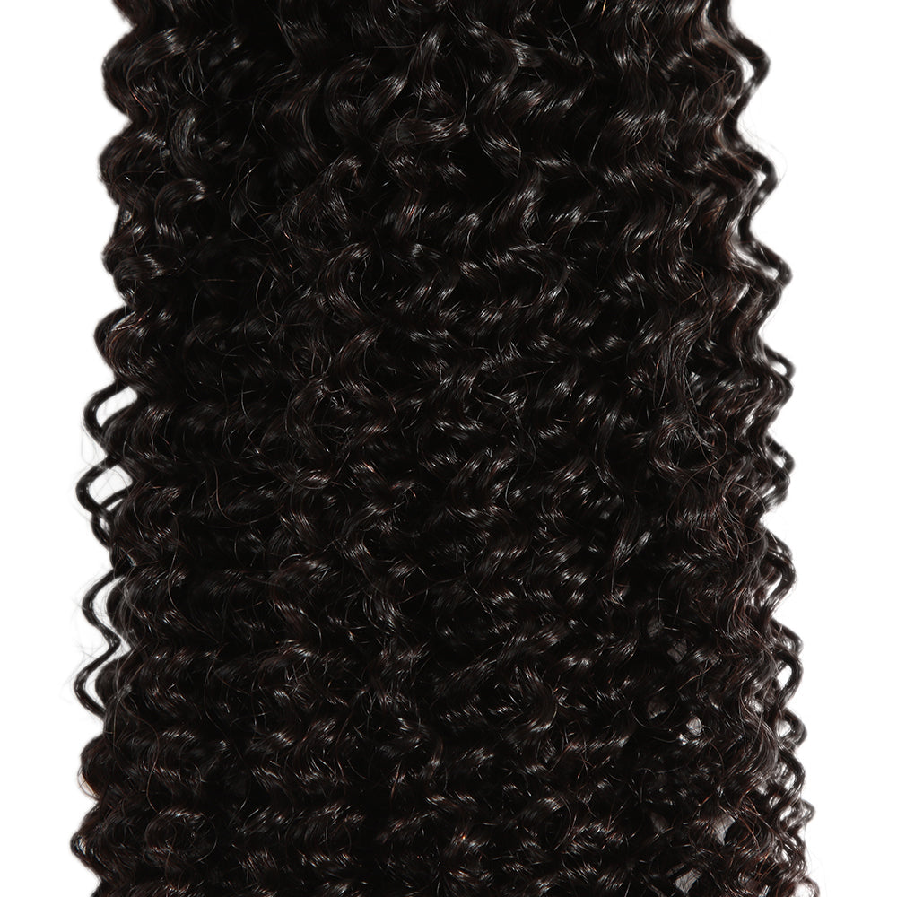 QVR Mongolian Human Hair Bundles Virgin Kinky Curly Jerry Curl Hair 3 Bundles Natural Color