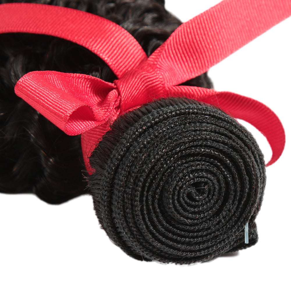QVR Mongolian Human Hair Bundles Virgin Kinky Curly Jerry Curl Hair 3 Bundles Natural Color