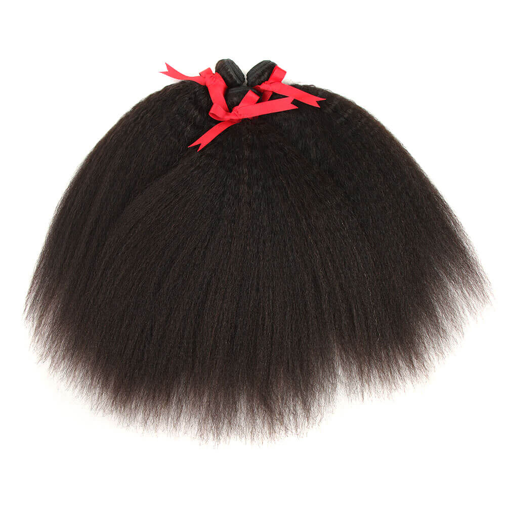 QVR Mongolian Kinky Straight Human Hair Bundles Natural Virgin Hair 3 Bundles
