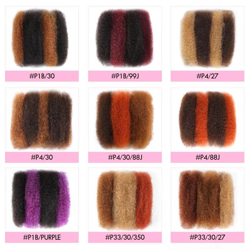 B3G1|QVR Color Combo Afro Kinky Bulk Human Hair For Braiding Dreadlock