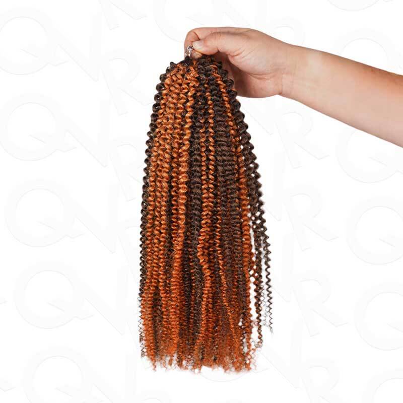 QVR Seamless Small Kinky Curly Feather Crochet Hair Highlight #P2/30 Machine Made Human Hair Extensions
