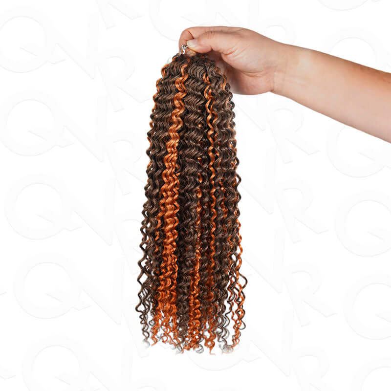 QVR Seamless Small Kinky Curly Feather Crochet Hair Highlight #P2/30 Machine Made Human Hair Extensions