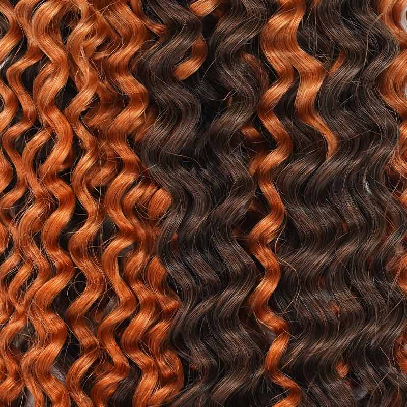 QVR Seamless Small Kinky Curly Feather Crochet Hair Highlight #P2/30 Machine Made Human Hair Extensions