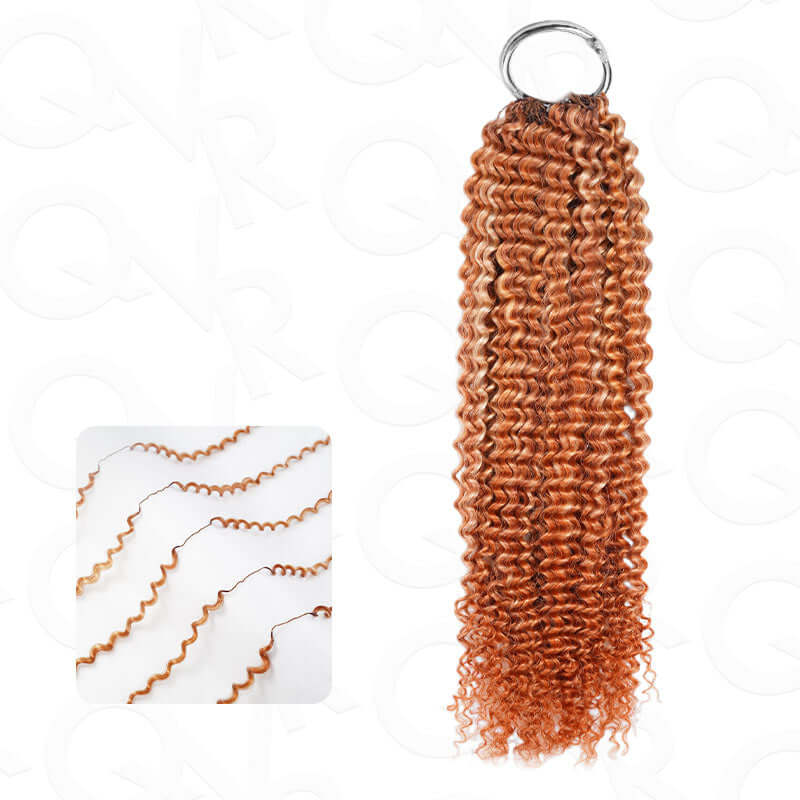 QVR Seamless Small Kinky Curly Feather Crochet Hair Highlight #P2/30 Machine Made Human Hair Extensions