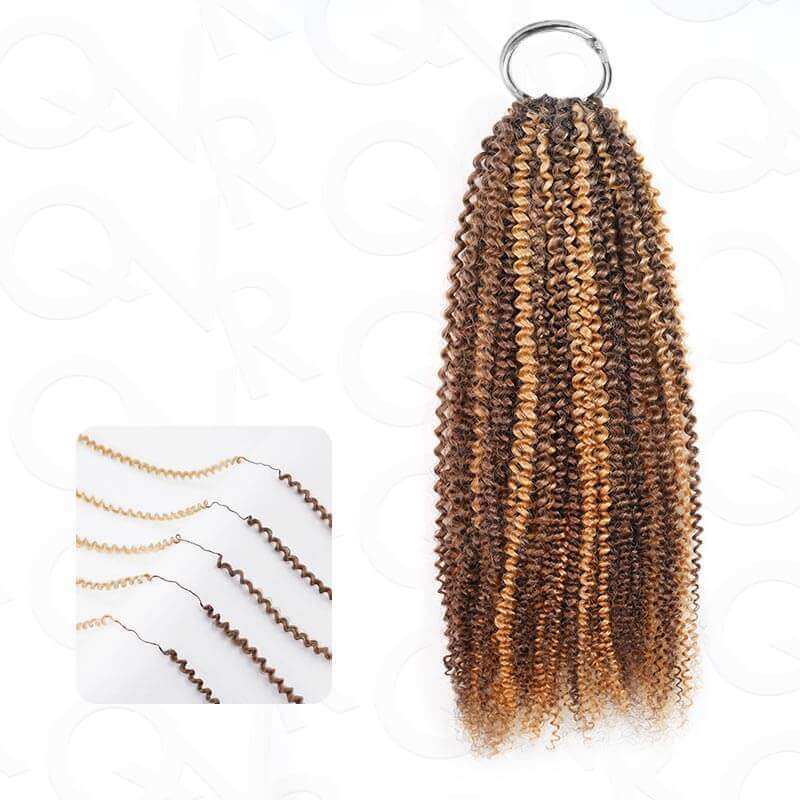 QVR Invisible Afro Kinky Curly Feather Crochet Hair Highlight #P6/24 Machine Made Human Hair Extensions
