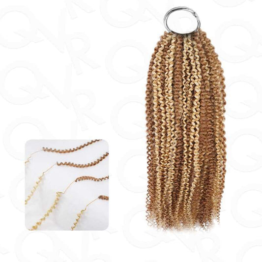 QVR Invisible Afro Kinky Curly Feather Crochet Hair Highlight #P6/24 Machine Made Human Hair Extensions