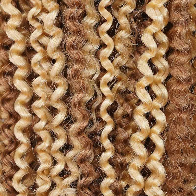 QVR Invisible Afro Kinky Curly Feather Crochet Hair Highlight #P6/24 Machine Made Human Hair Extensions