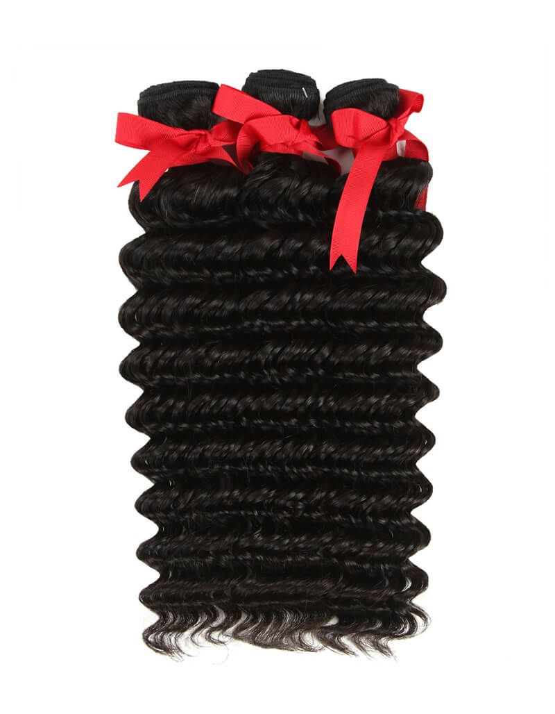 QVR Natural Human Hair Peruvian Deep Wave 3 Bundles