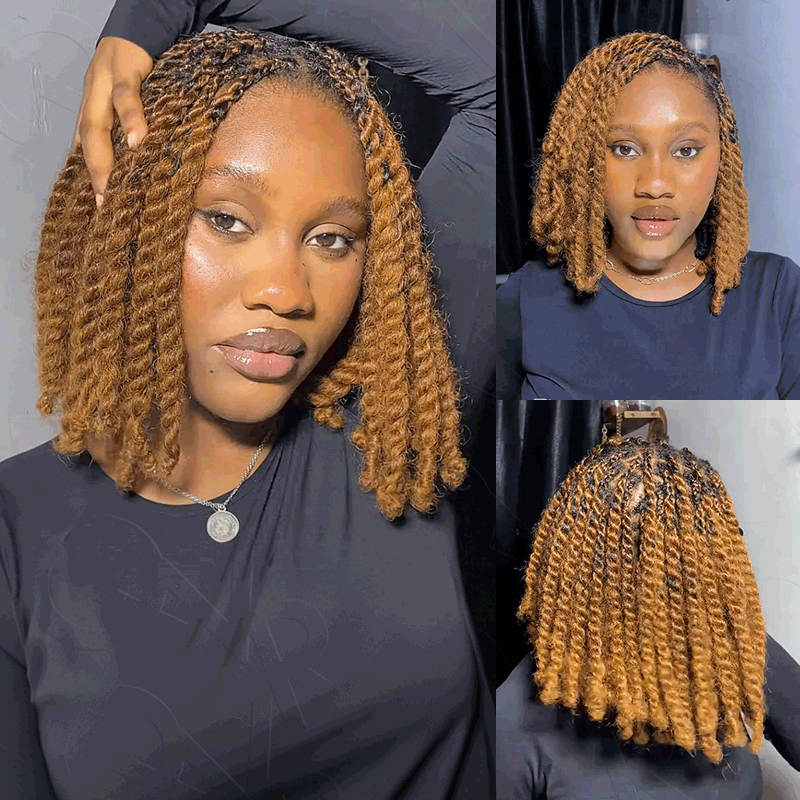 QVR Ombre Brown #T1B/4 Afro kinky Bulk Human Hair for Braiding & Twists