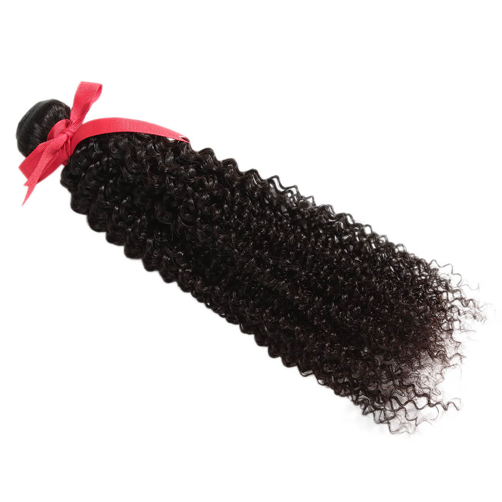 QVR Kinky Curly Human Hair Weaves 1 Bundle