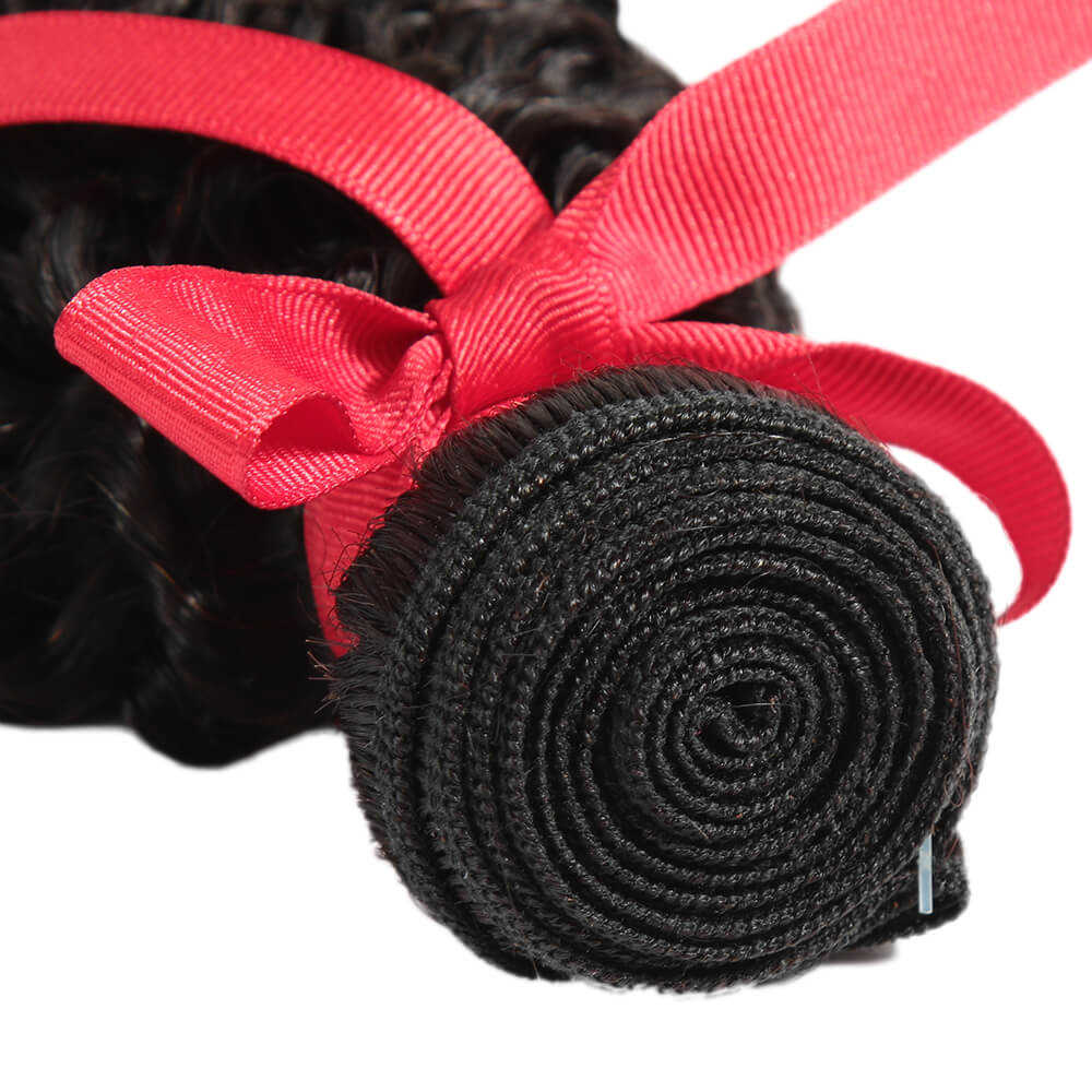 QVR Kinky Curly Human Hair Weaves 1 Bundle