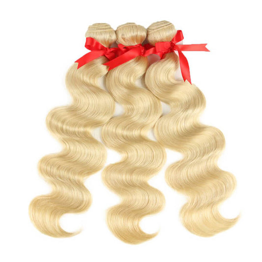 QVR Russian Blonde Body Wave Virgin Human Hair 3 Bundles