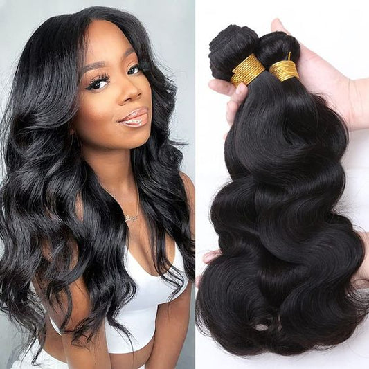 QVR Virgin Human Hair Bundles Natural Color Body Wave Hair 3 Bundles