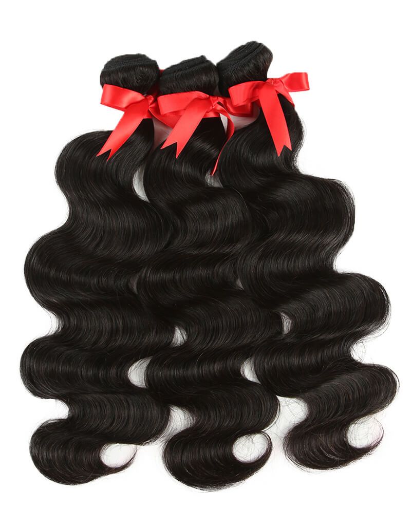 QVR Virgin Human Hair Bundles Natural Color Body Wave Hair 3 Bundles