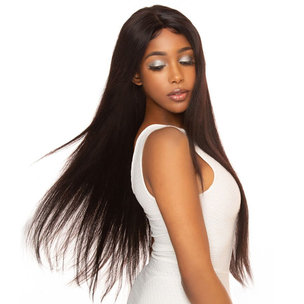 QVR Remy Human Hair Straight Hair Weave 3 Bundles With 4x4 Lace Closure