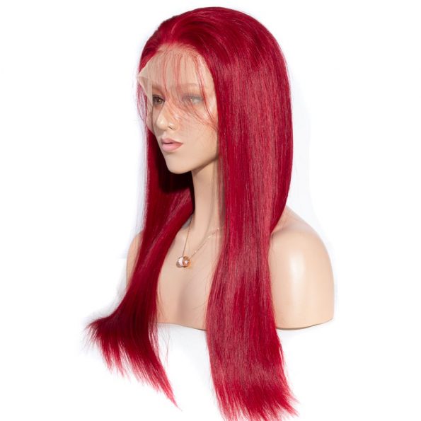 Red Color 13x6 Straight Hair Wig Lace Front Wigs Human Hair Pre Plucked With Baby Hair Glueless Wigs