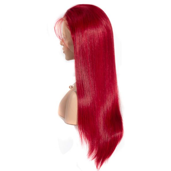 Red Color 13x6 Straight Hair Wig Lace Front Wigs Human Hair Pre Plucked With Baby Hair Glueless Wigs