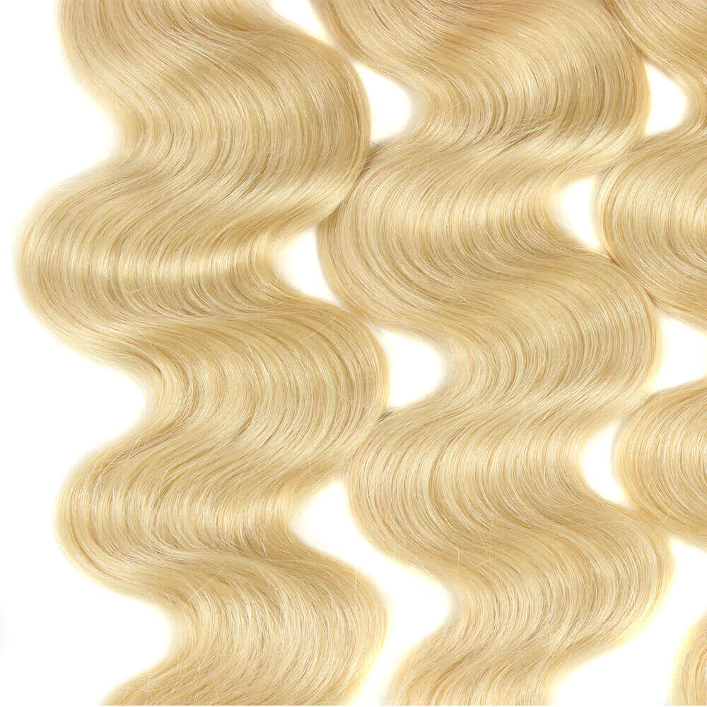 QVR Russian Blonde Body Wave Virgin Human Hair 3 Bundles