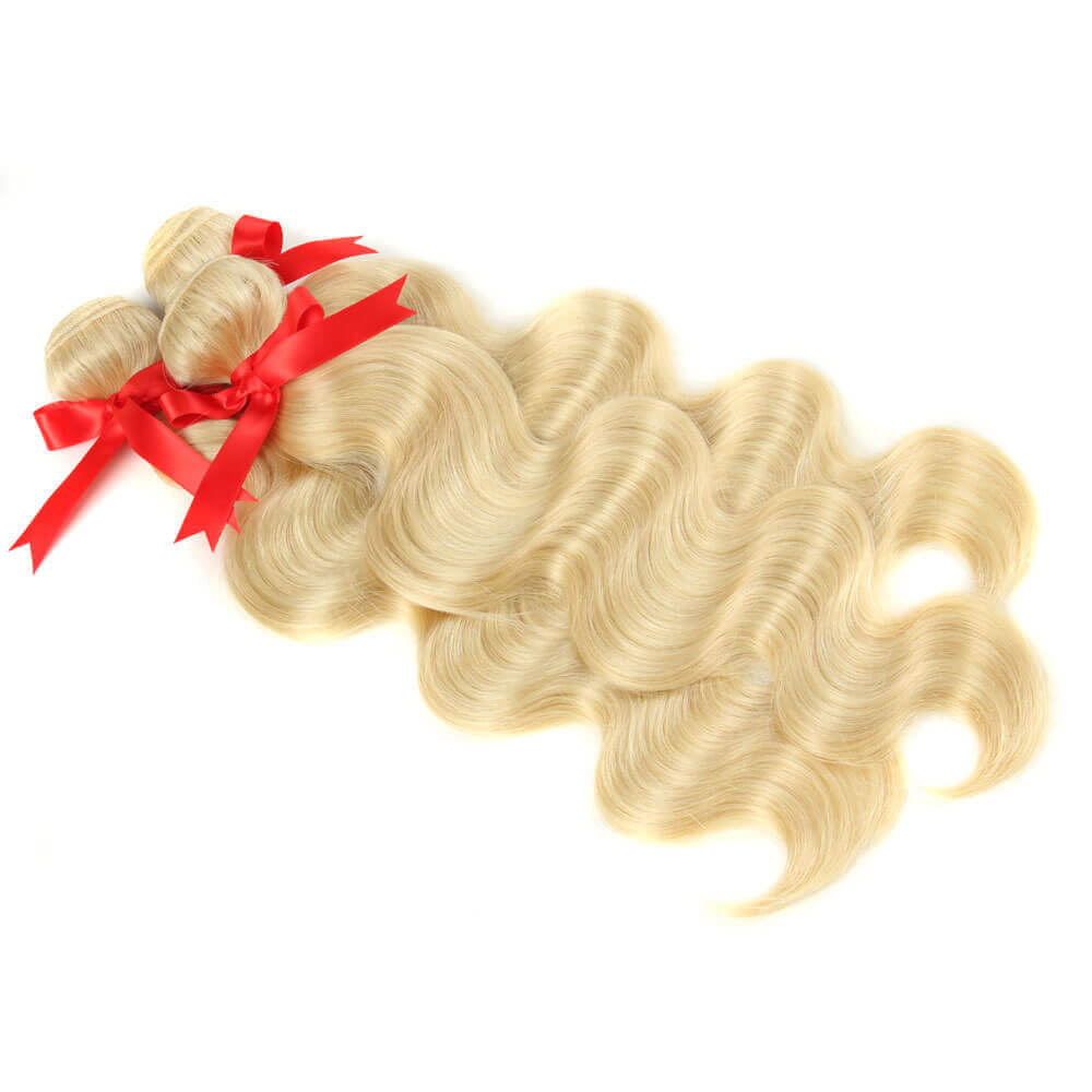 QVR Russian Blonde Body Wave Virgin Human Hair 3 Bundles