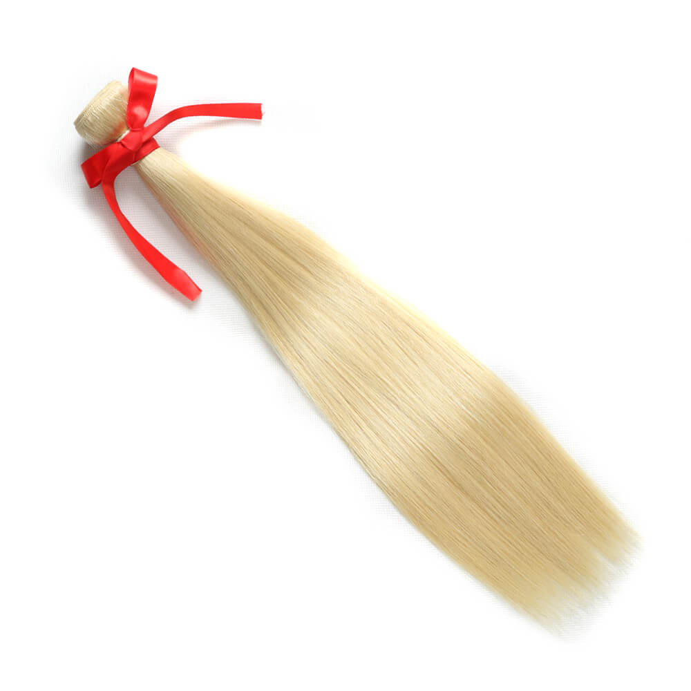 QVR Virgin Human Hair Straight Hair Blonde Bundle 1pc