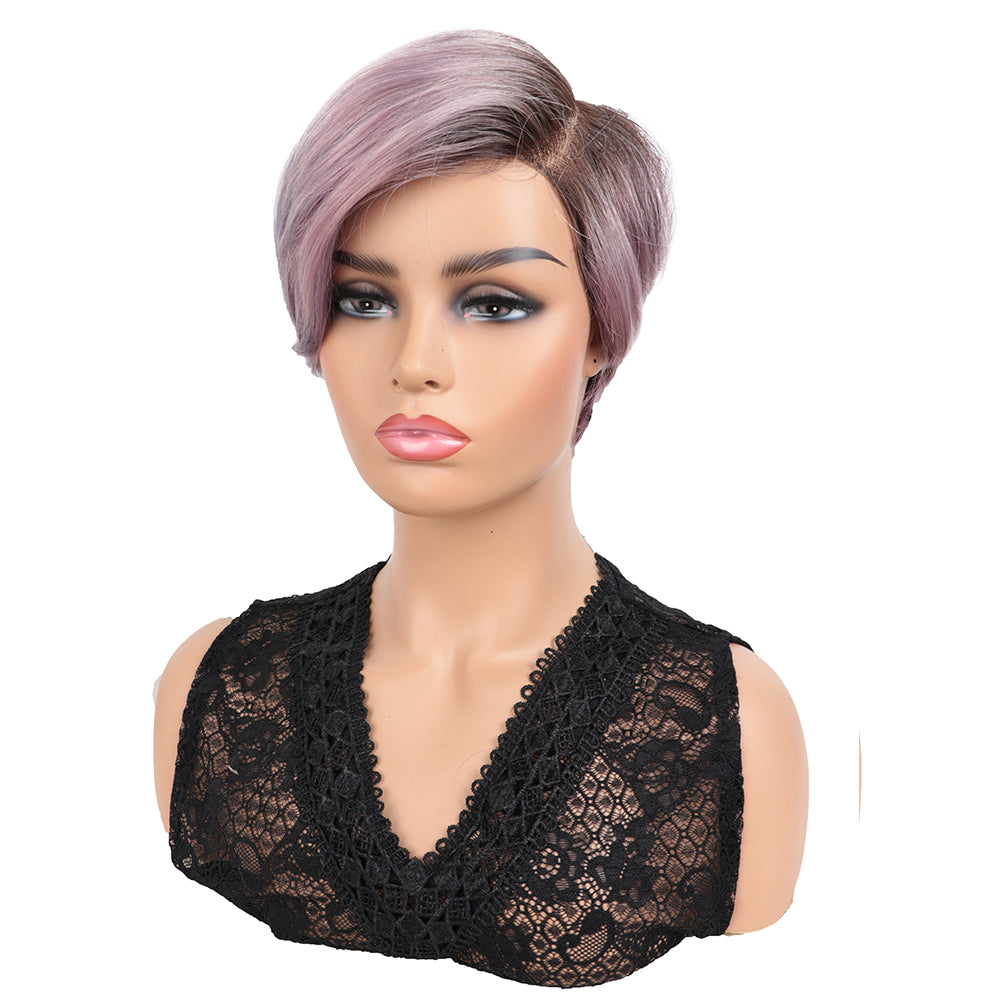 QVR Side Part Pixie Cut Short Wigs T Part Lace Wigs
