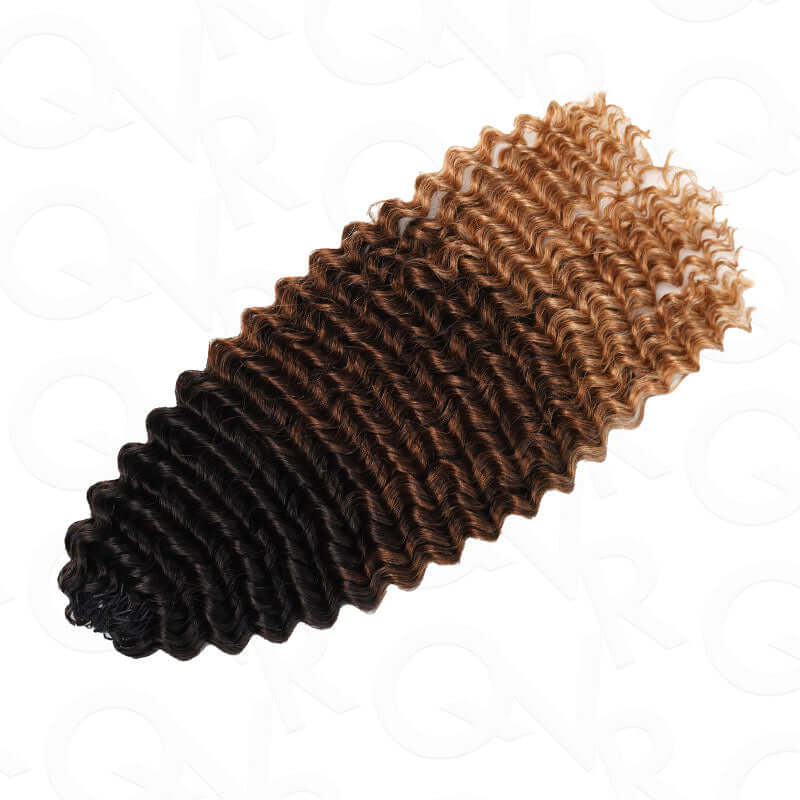 US Only|QVR #T1B/30/27 Small Kinky Curly Feather Crochet Human Hair