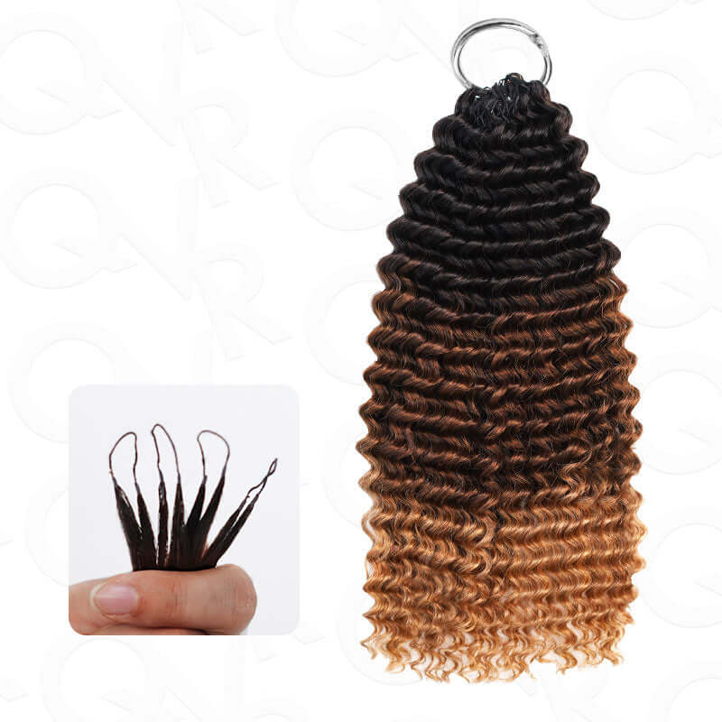US Only|QVR #T1B/30/27 Small Kinky Curly Feather Crochet Human Hair