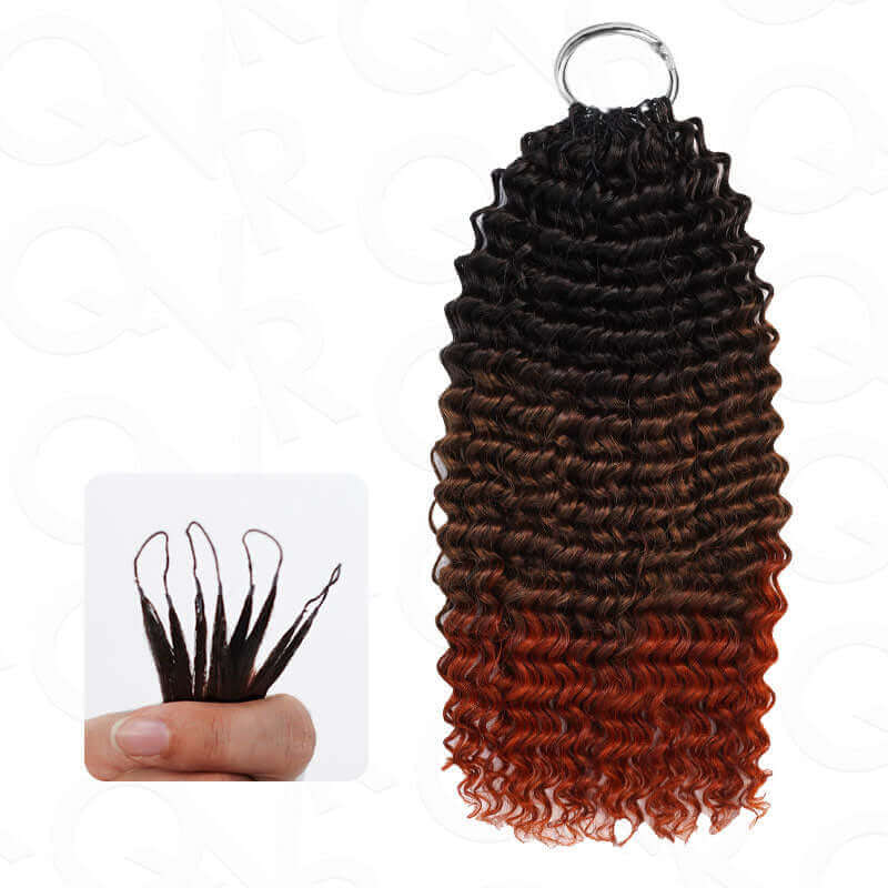 QVR Ombre #T1B/30/350 Small Kinky Curly Machine Made Feather Crochet Human Hair Extensions