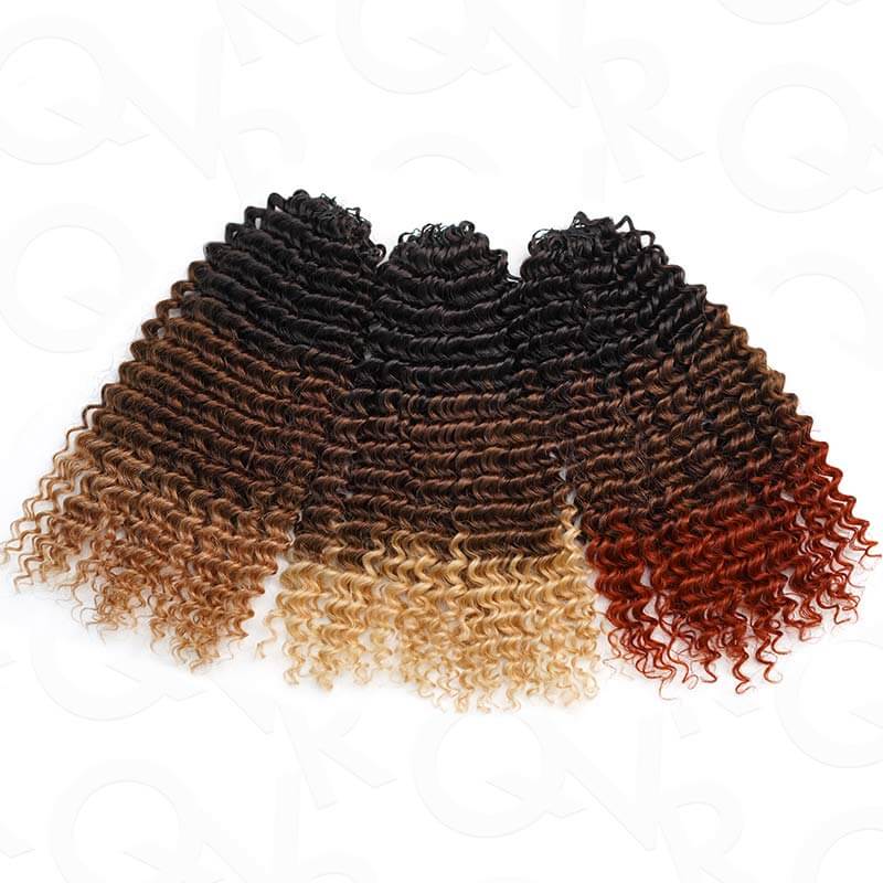 QVR Ombre #T1B/30/350 Small Kinky Curly Machine Made Feather Crochet Human Hair Extensions