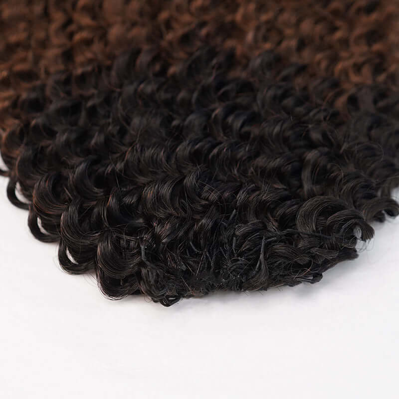 US Only|QVR #T1B/30/27 Small Kinky Curly Feather Crochet Human Hair