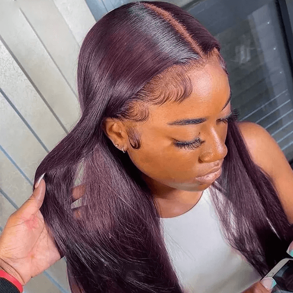 Dark Purple Straight 13x4 Lace Front Wigs Grape Purple Transparent Lace Front Wig
