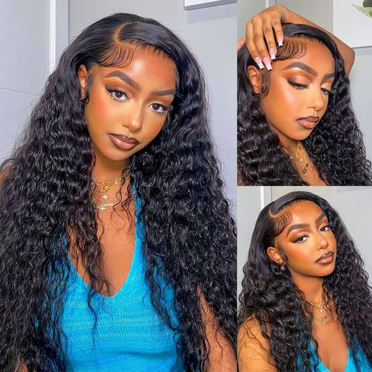 QVR HD Lace Water Wave 13x4 Lace Frontal Wig 180% Human Hair Wig With Baby Hair