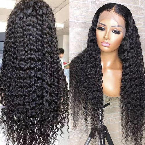 QVR HD Lace Water Wave 13x4 Lace Frontal Wig 180% Human Hair Wig With Baby Hair