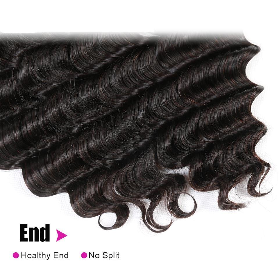 Loose Deep Wave Bundles with Closure Peruvian Hair Bundles with Closure Remy 100% Human Hair Bundles with 4x4 lace Closure