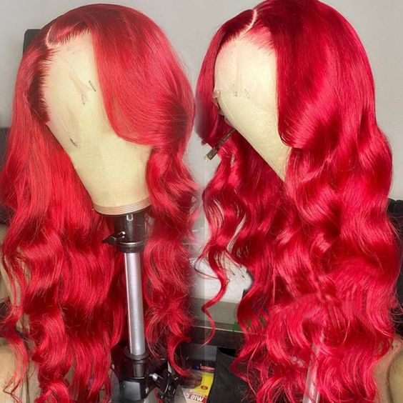 Red Color 13x6 Body Wave Hair Wig HD Lace Front Wigs Human Hair Pre Plucked With Baby Hair Glueless Wigs