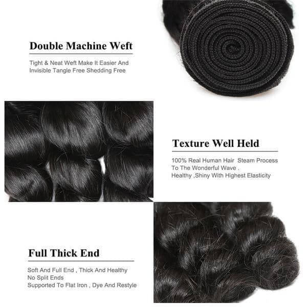 QVR Brazilian Hair Bundles Virgin Human Hair Loose Wave 4 Bundles