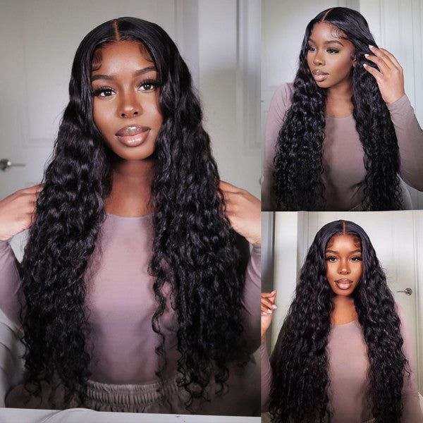 QVR Deep Wave Glueless Wig Brazilian Curly Human Hair Wigs Pre Plucked With Baby Hair 13x6 13x4 Lace Frontal
